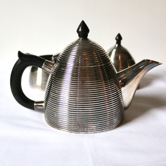 TORRE & TAGUS Vintage Silver Plated Beehive Teapot Sugar/Creamer 1960s Bakelite - Picture 2 of 8